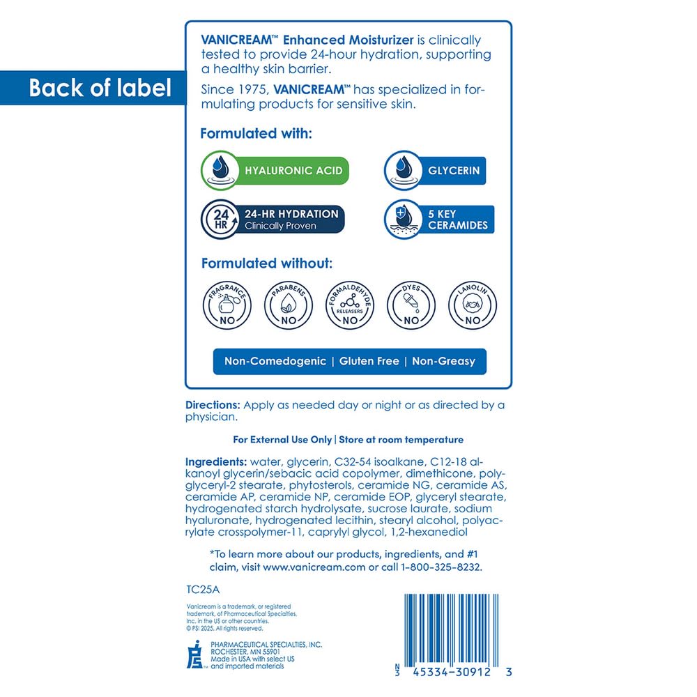 vanicream moisturizer cream texture on fingertip demonstrating lightweight hydration