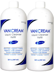 Vanicream front packaging view showing refill bottles and clear labeling for gentle cleansing