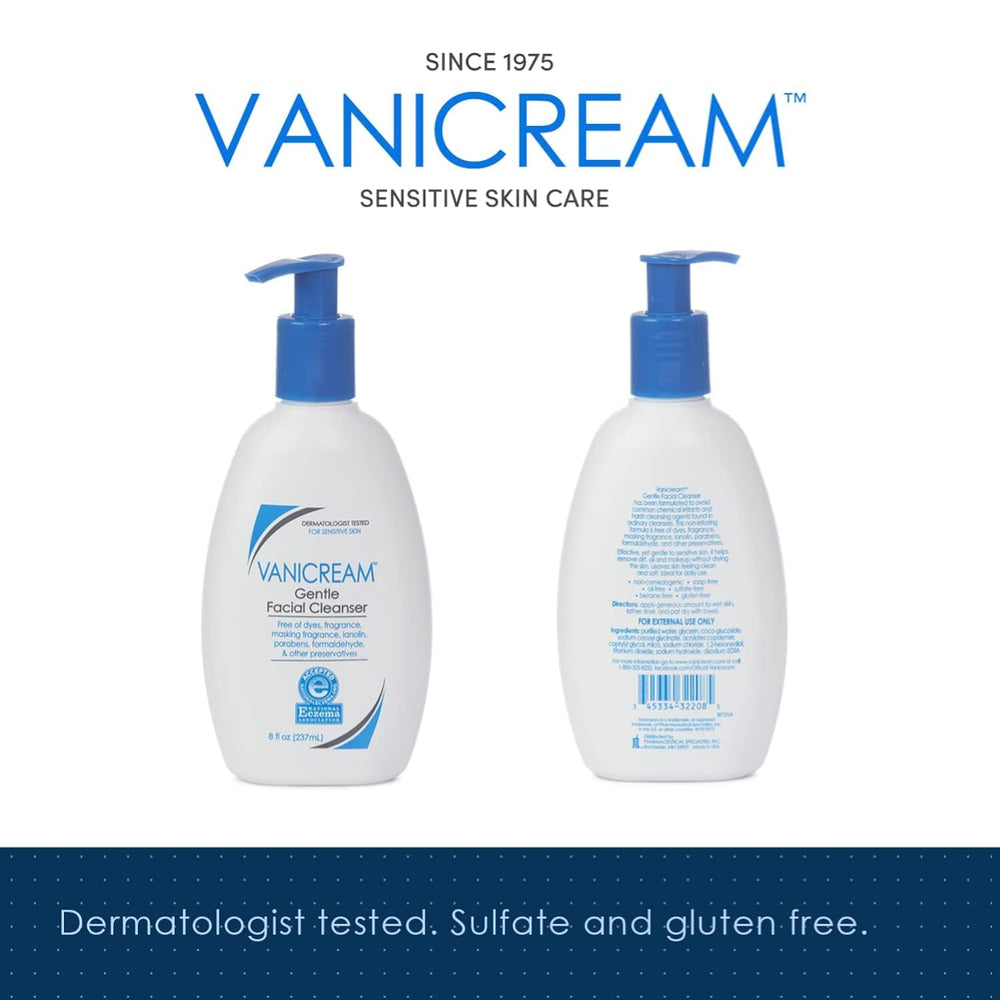 Vanicream label close-up with pump highlighting ingredient simplicity for sensitive skin