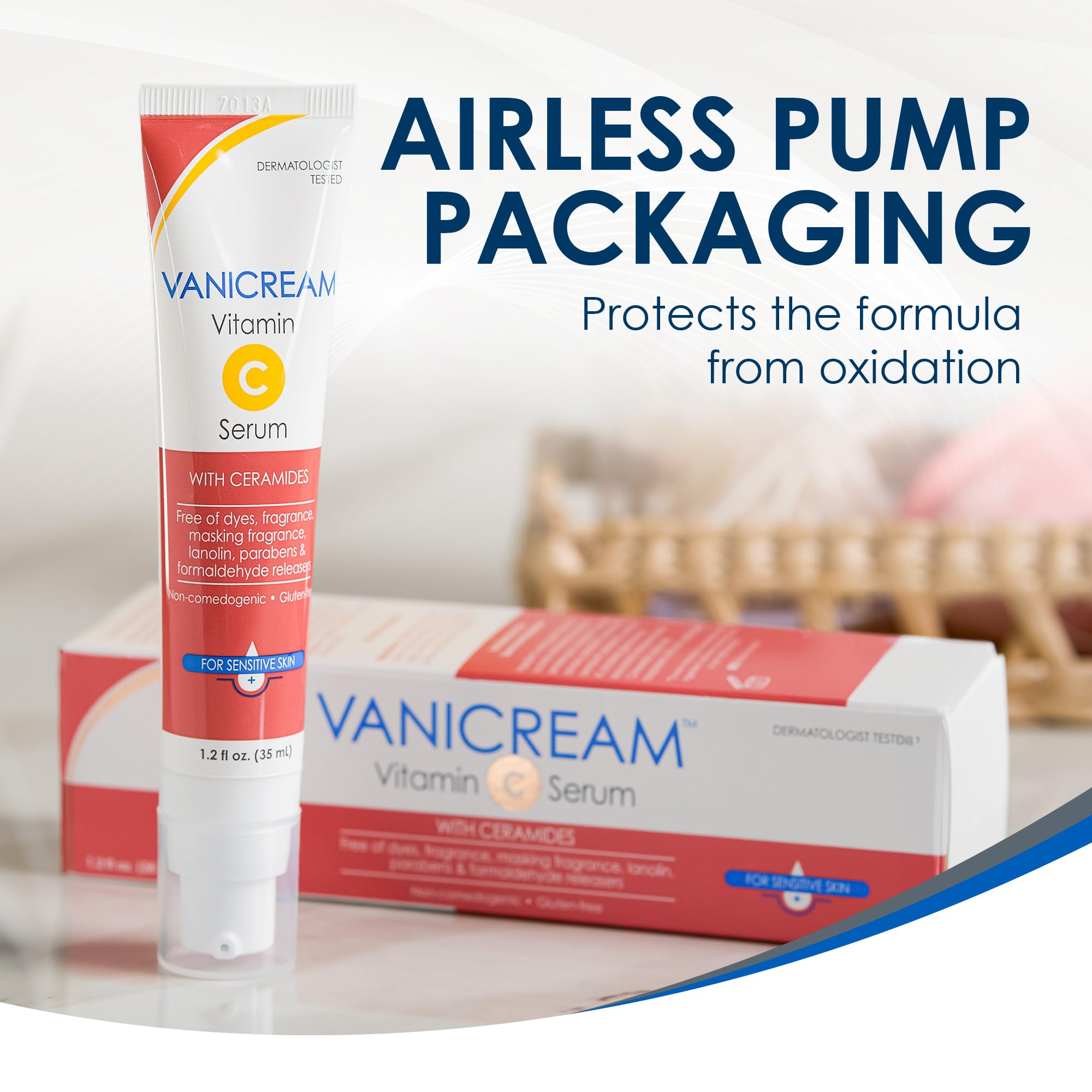 Vanicream bottle beside moisturizer illustrating easy layering benefits