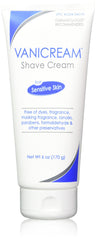 Vanicream shave cream front packaging showing 6 oz tube and gentle formulation benefit