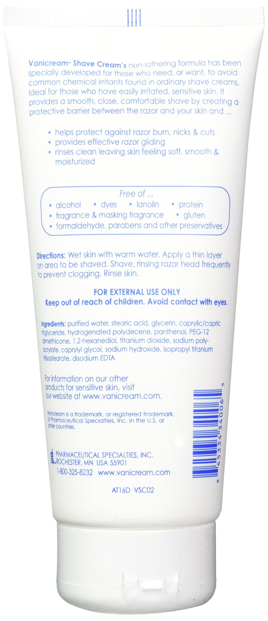 Vanicream shave cream close-up texture demonstrating smooth glide and moisturizing benefit