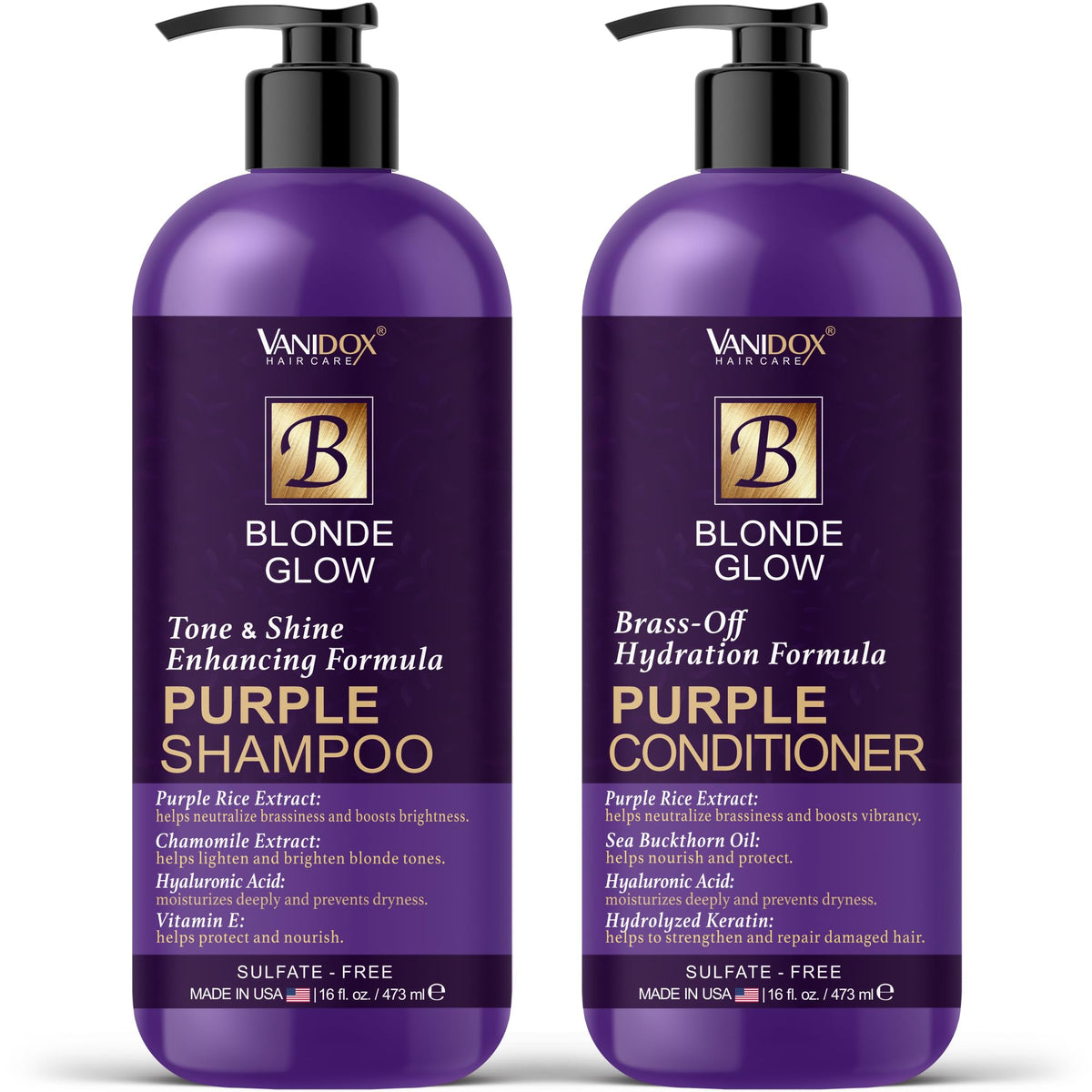 VANIDOX front packaging showing both bottles and benefit of brass control