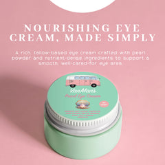VanMan’s Pearl Eye Cream open jar texture highlighting smooth, spreadable cream