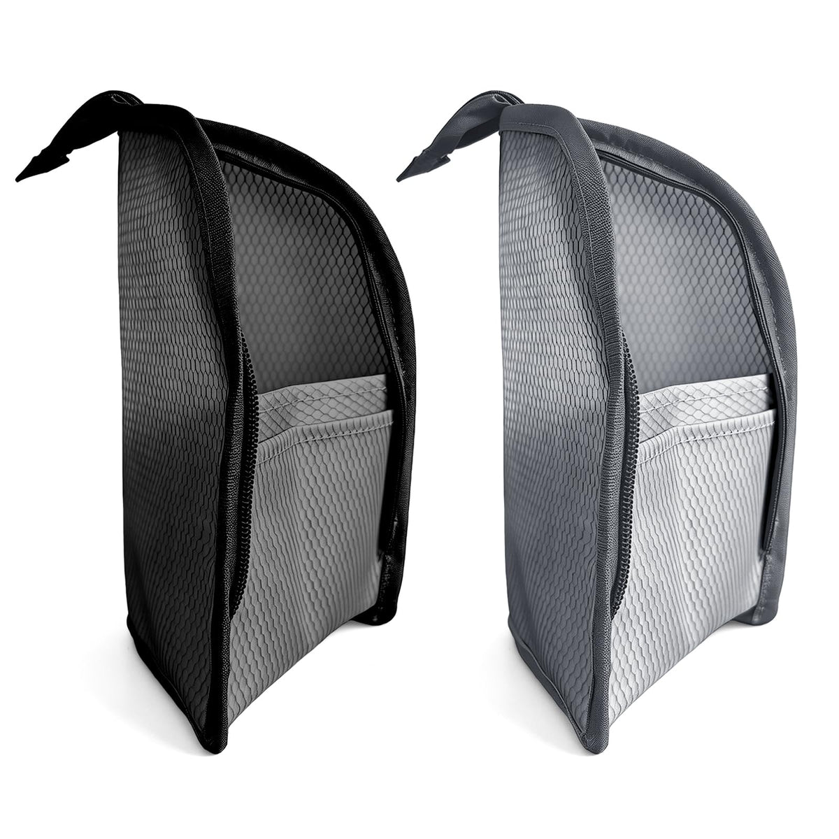 VANNMESTER front view of black and gray bag set showing compact design and color contrast