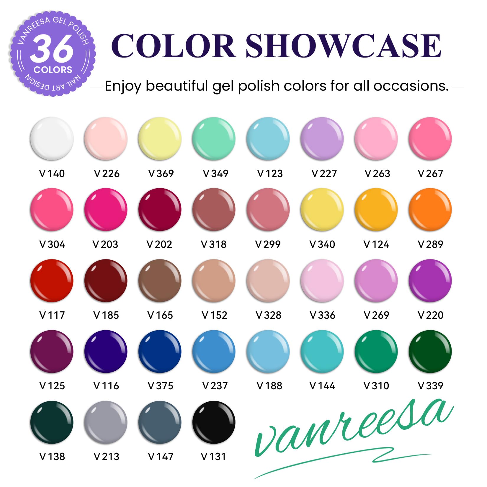 VANREESA two display boards with 36 colors to simplify shade selection