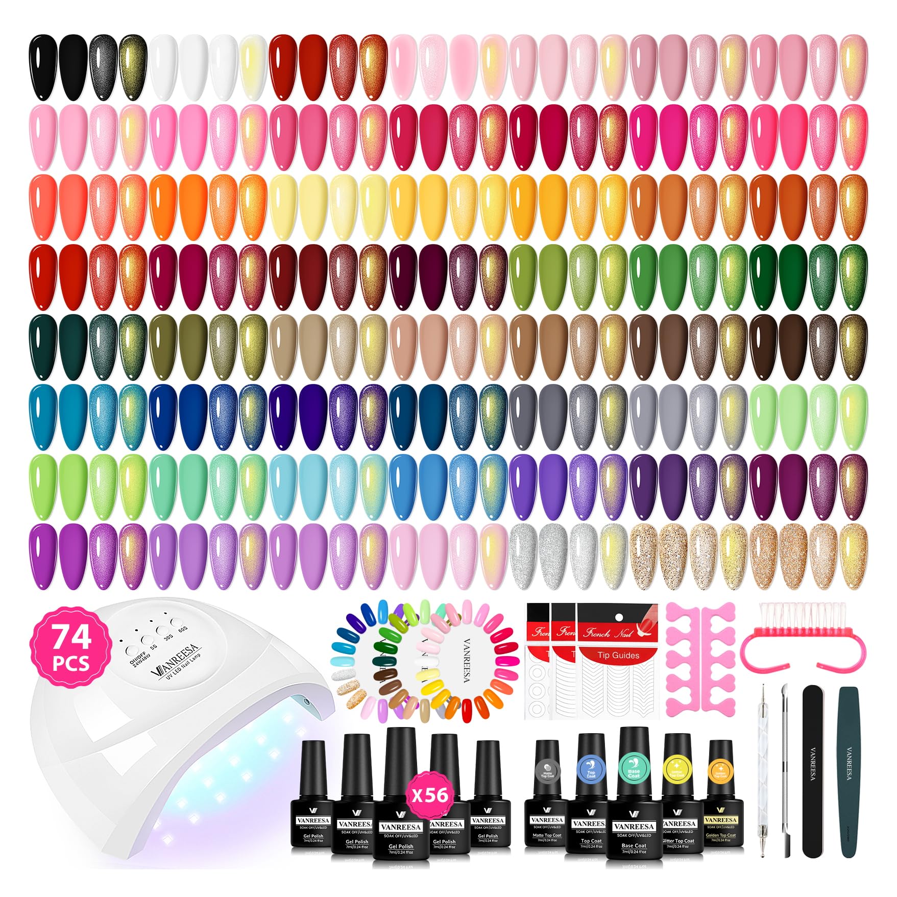 VANREESA front packaging showing full 74-piece kit and contents for ready use