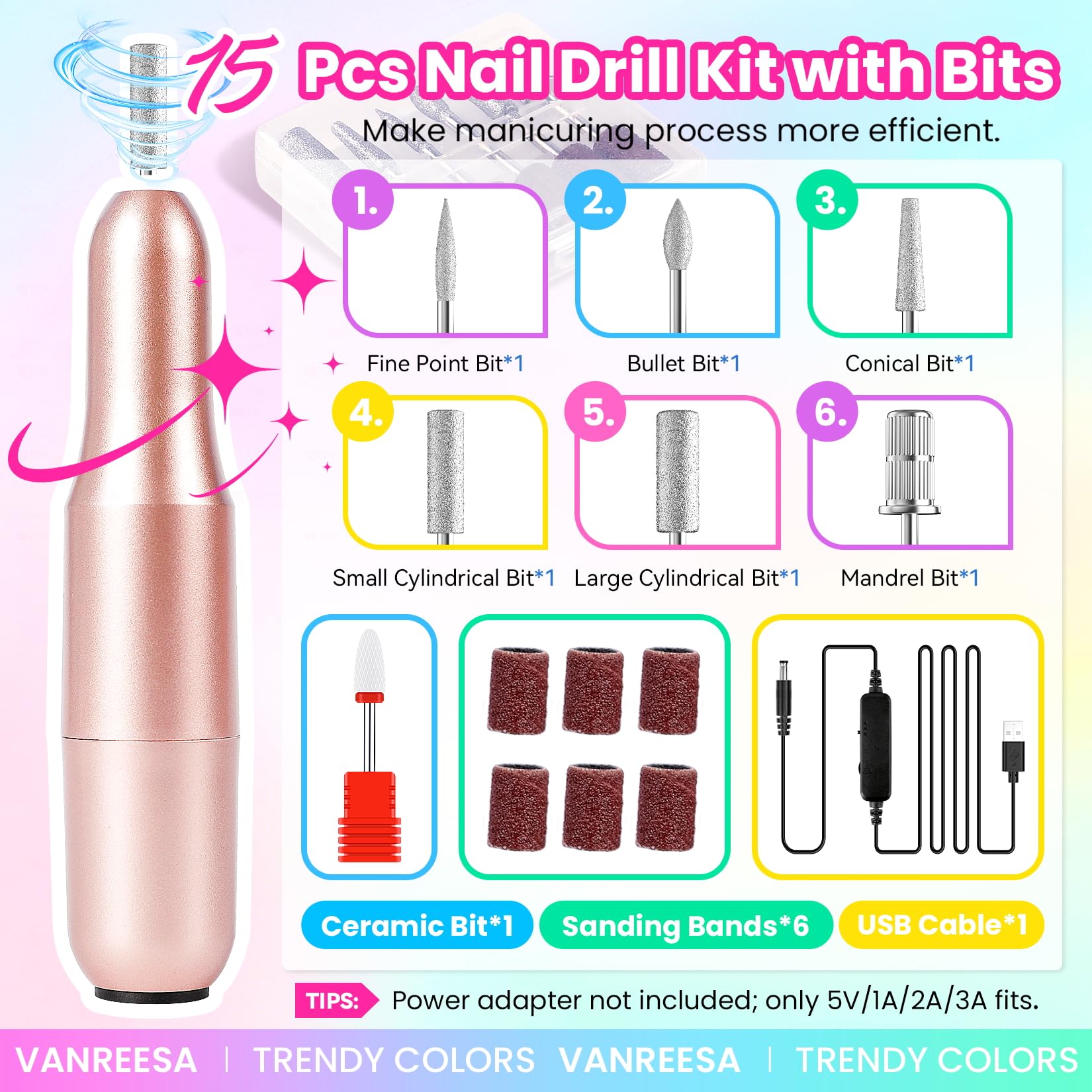 VANREESA half-cover nail tips spread showing thin flexible blending