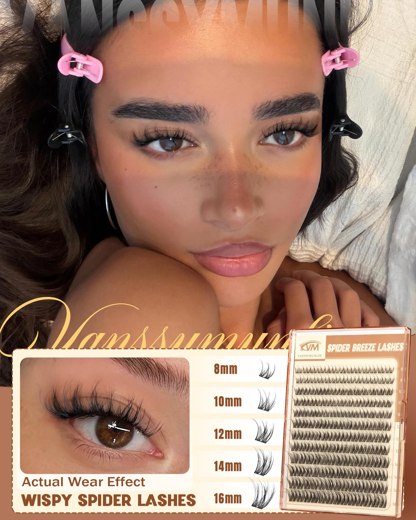 Vanssymunlin model wearing clusters for airy mascara-like enhancement benefit