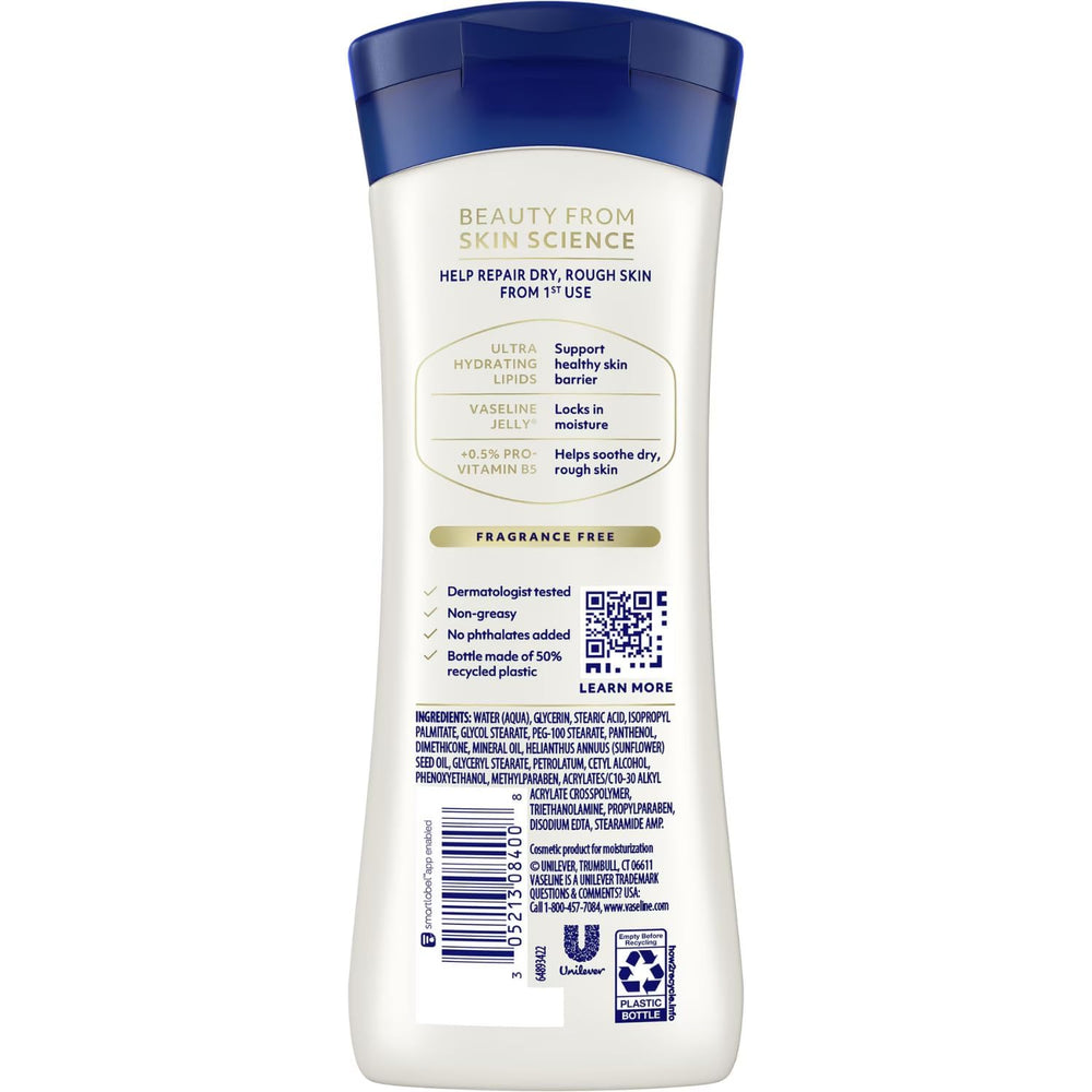 Vaseline Advanced Repair lotion texture closeup demonstrating fast absorption
