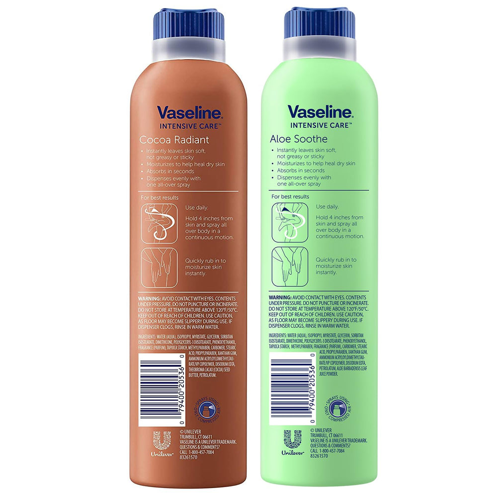 Vaseline Aloe Soothe close-up of nozzle and label illustrating soothing hydration