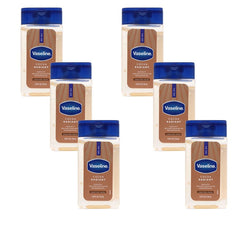 Vaseline front packaging showing travel-size bottle and cocoa butter benefit