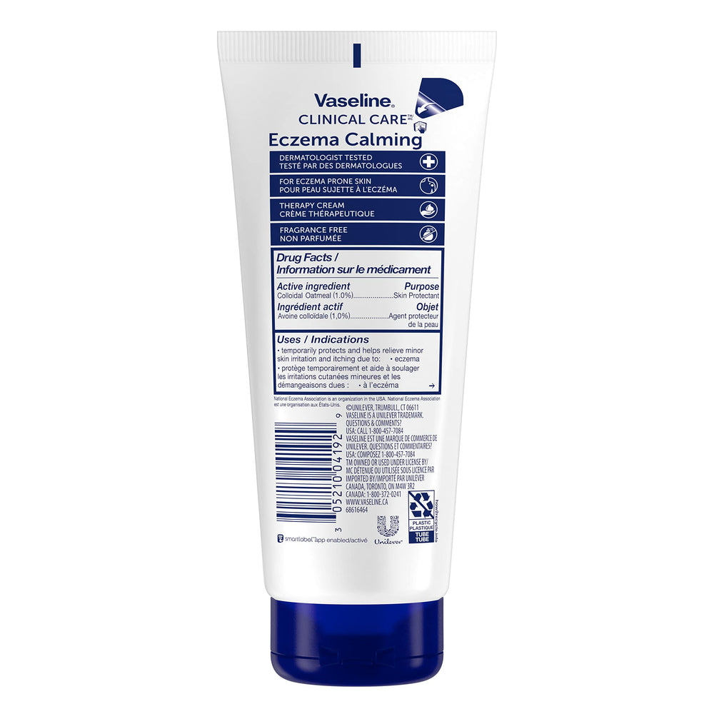 Vaseline tube open showing cream texture and quick absorption to soothe dry skin