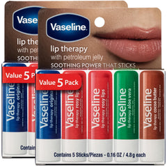 Vaseline front packaging showing two five-pack boxes and total ten tubes for convenience