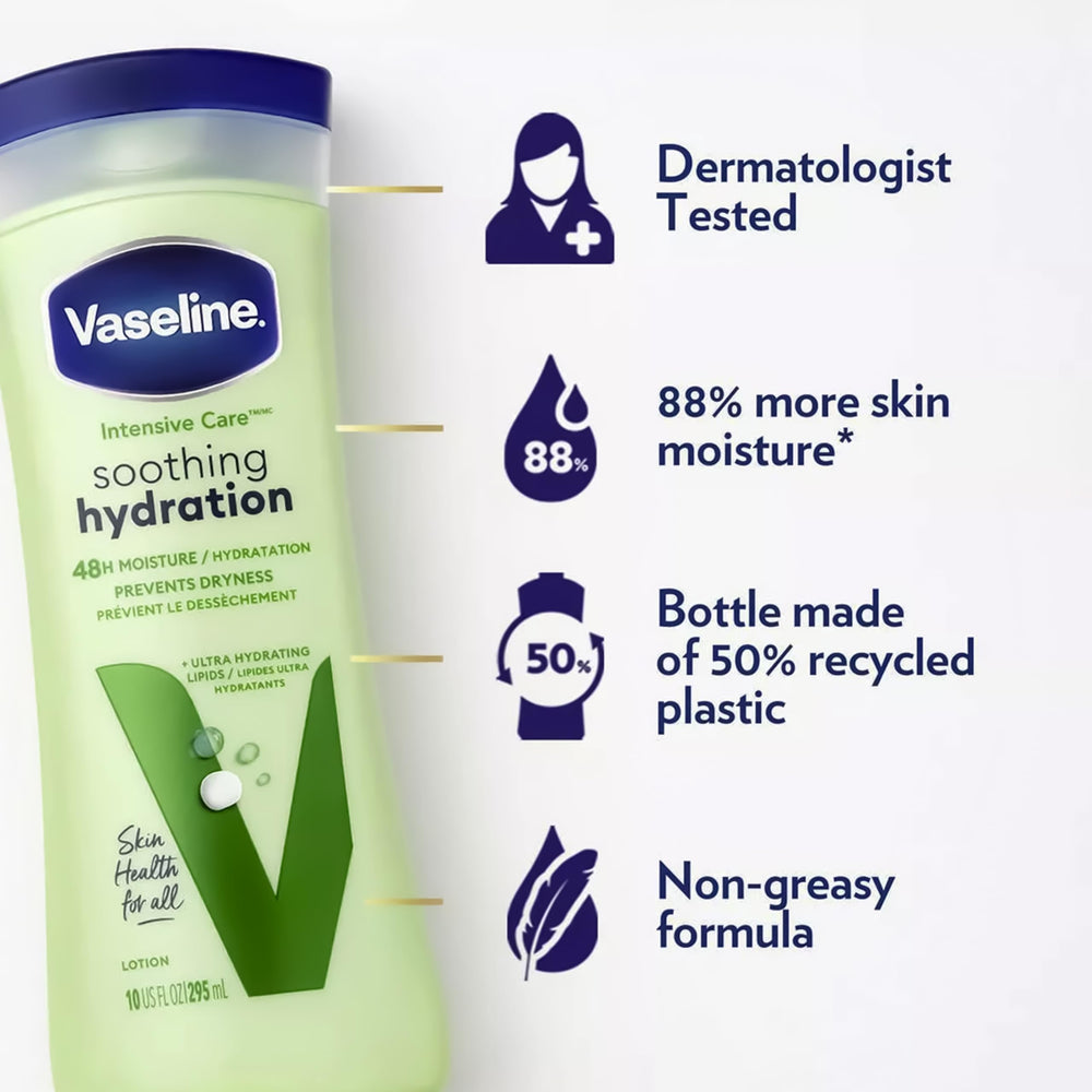 Applying Vaseline lotion to hands for instant hydration and softer skin