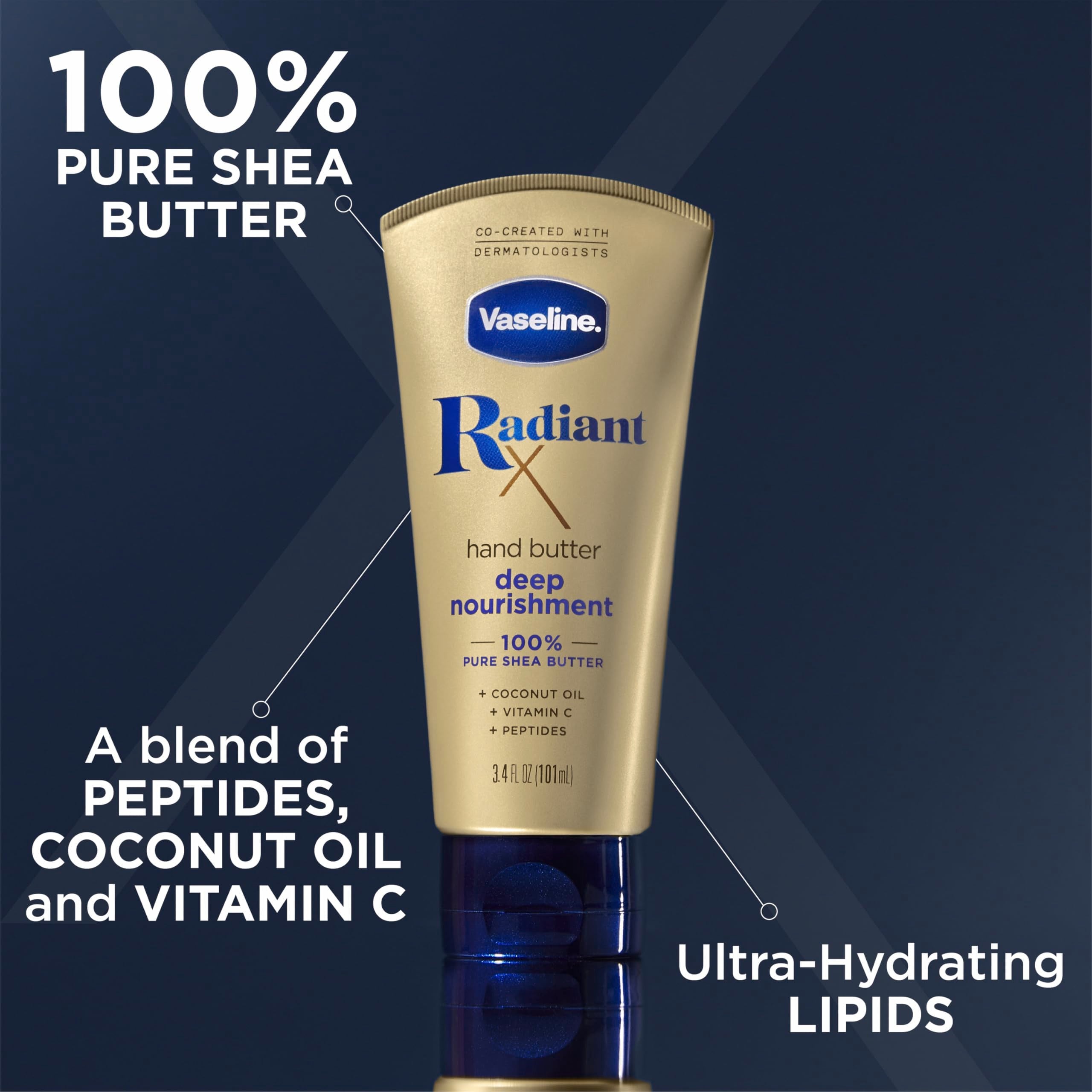 Applying Vaseline hand butter to hands showing fast absorption and long-lasting moisture benefit