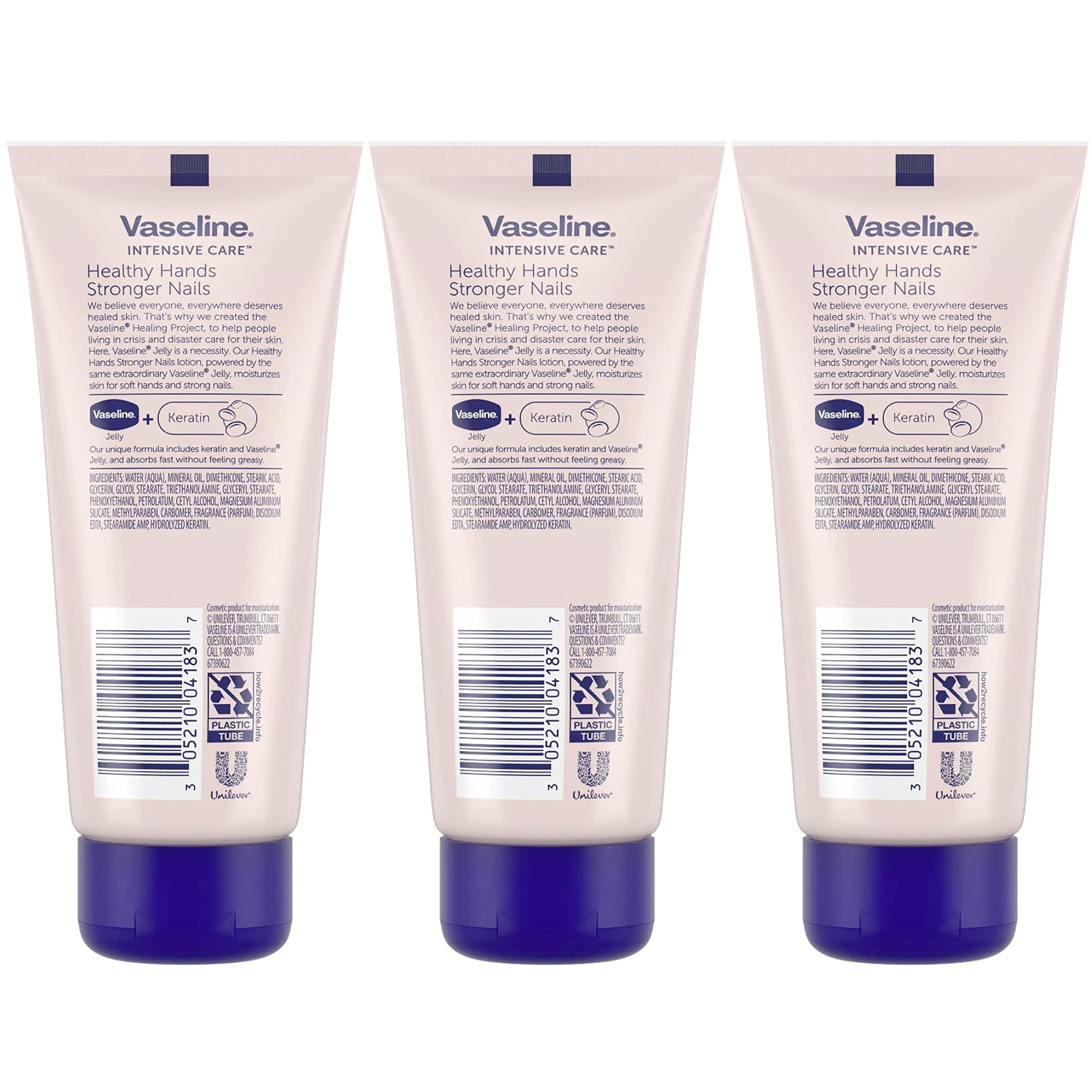 Vaseline single tube close-up displaying nozzle and lightweight formula