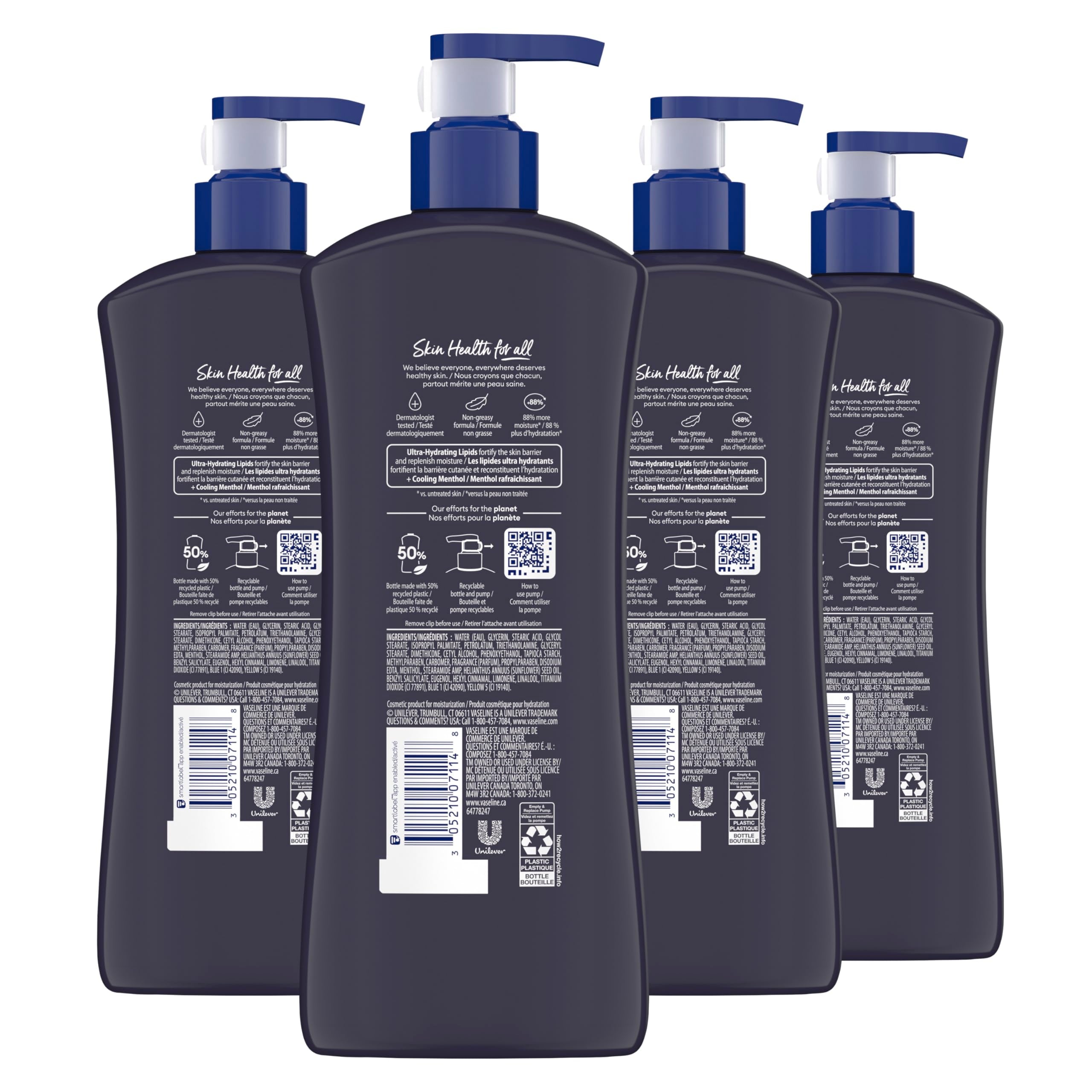 Vaseline pump top close-up highlighting easy dispensing and recyclable pump