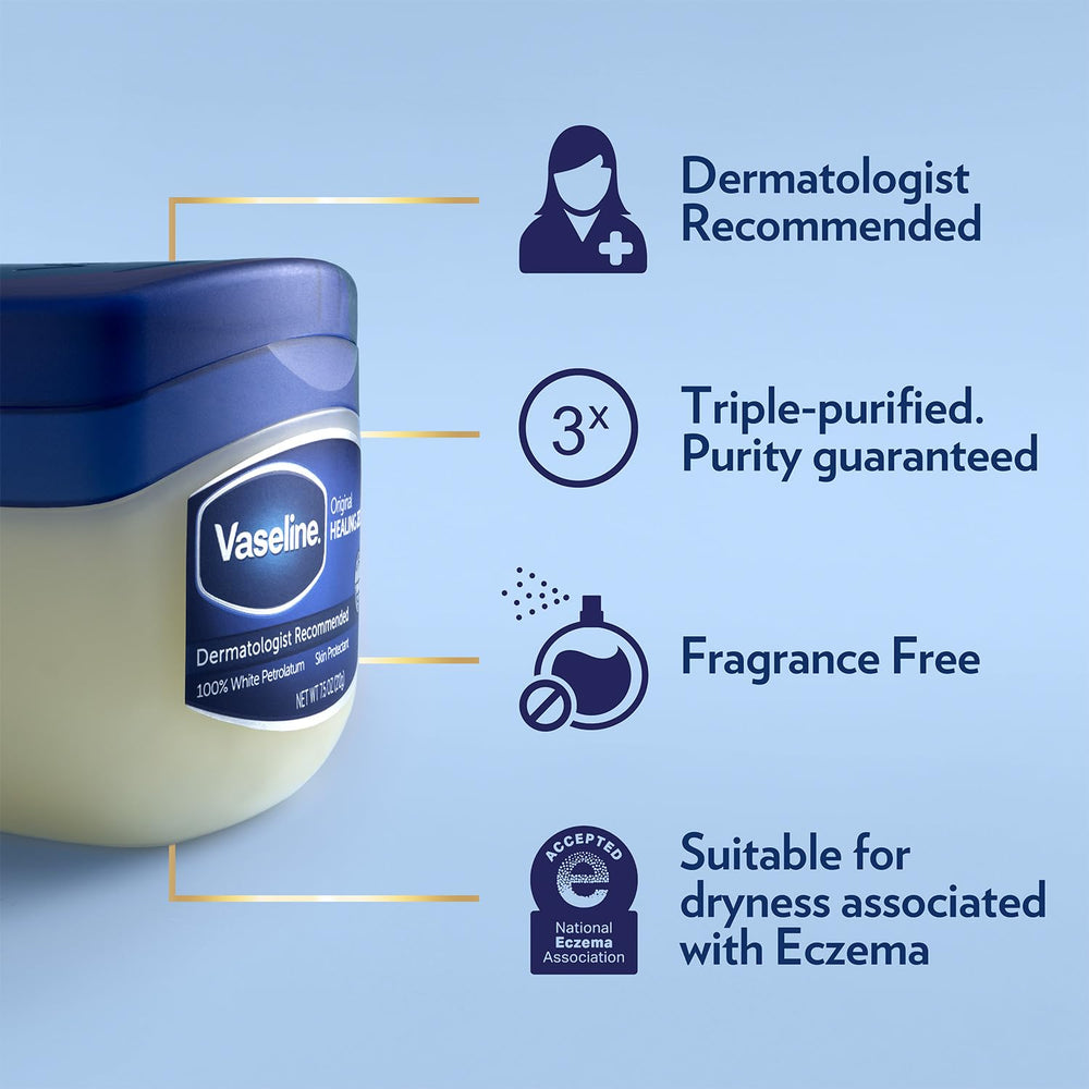 Vaseline mini 1.75oz jar in hand ideal for on‑the‑go lip and skin care