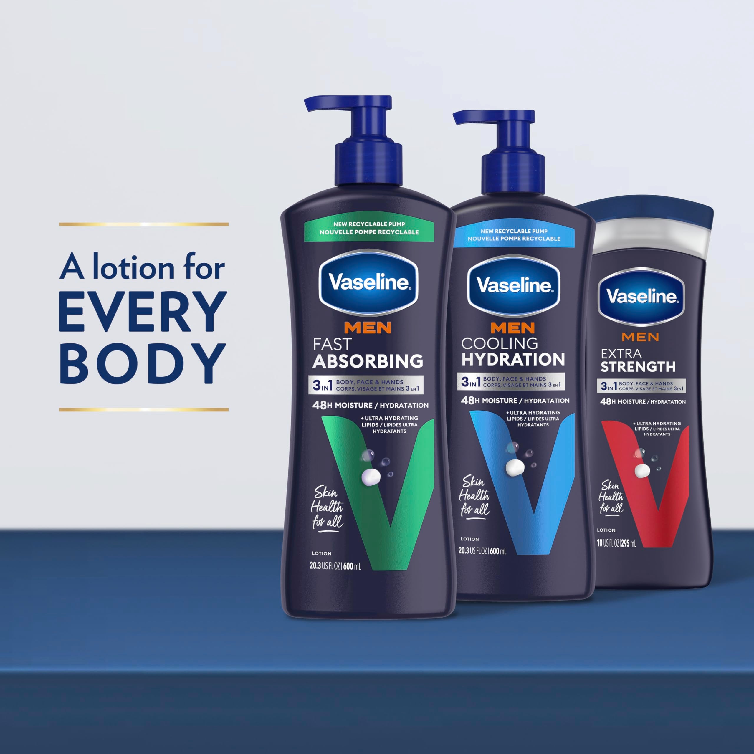Four-count Vaseline pack display emphasizing value and multipack convenience