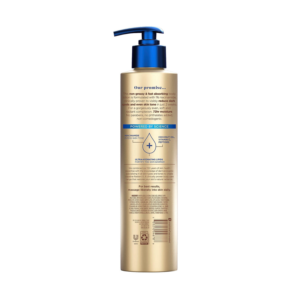 Vaseline pump dispensing lotion texture for fast absorption and hydration