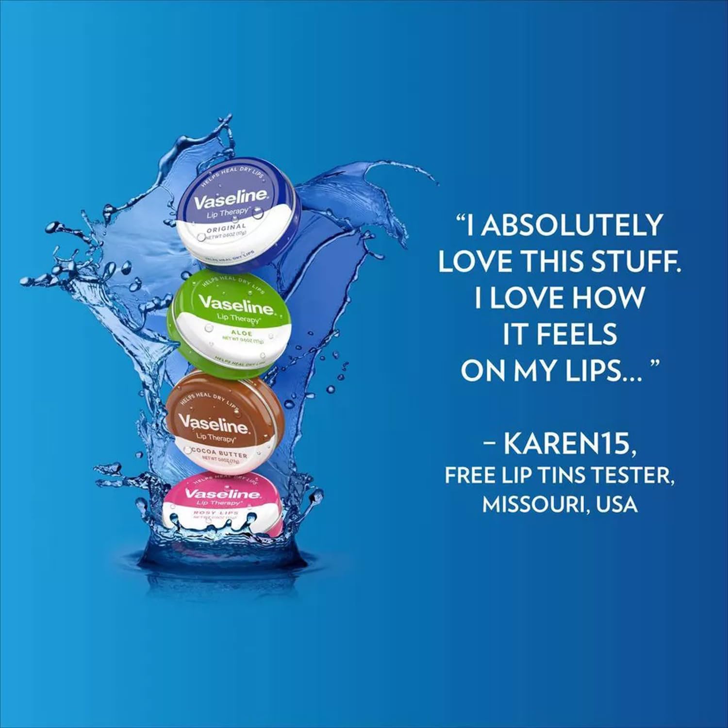 Close-up of Vaseline label and ingredients showing clean formulation benefits