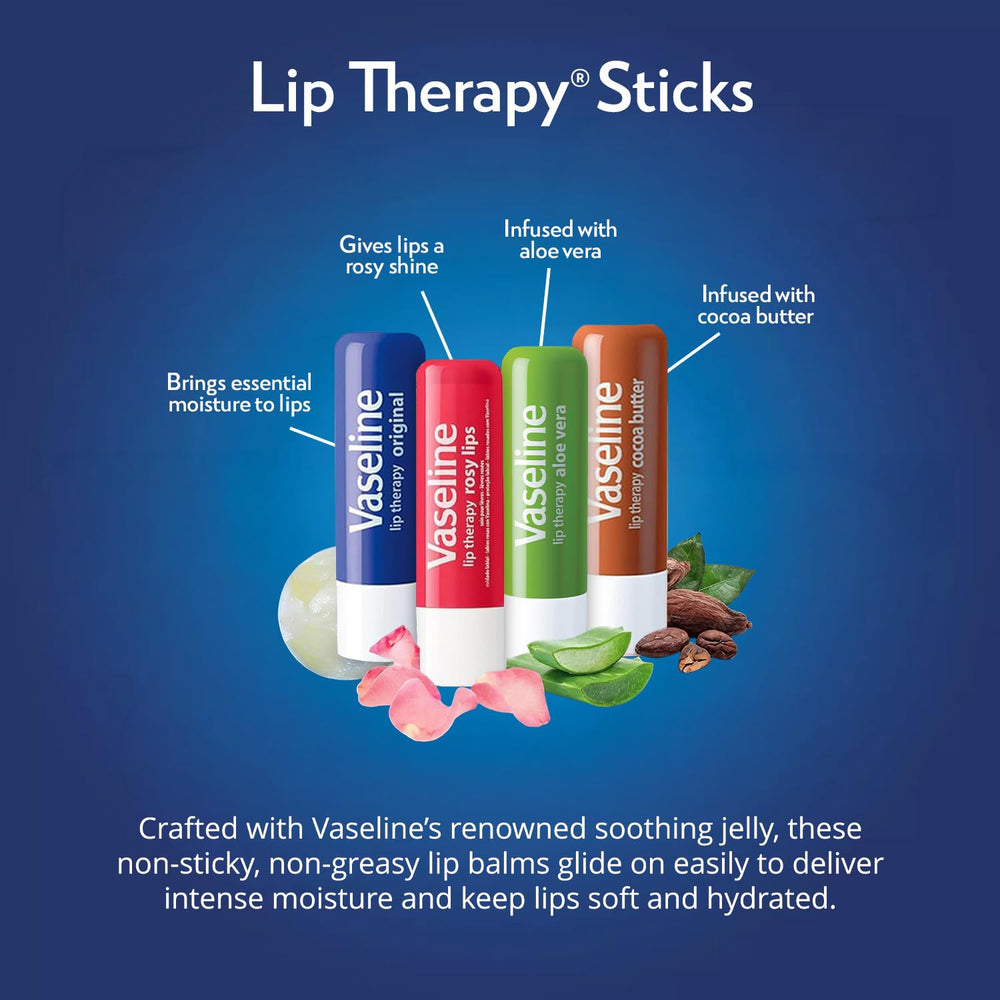 Vaseline Rosy Lips tint swatch showing subtle rosy color and natural finish
