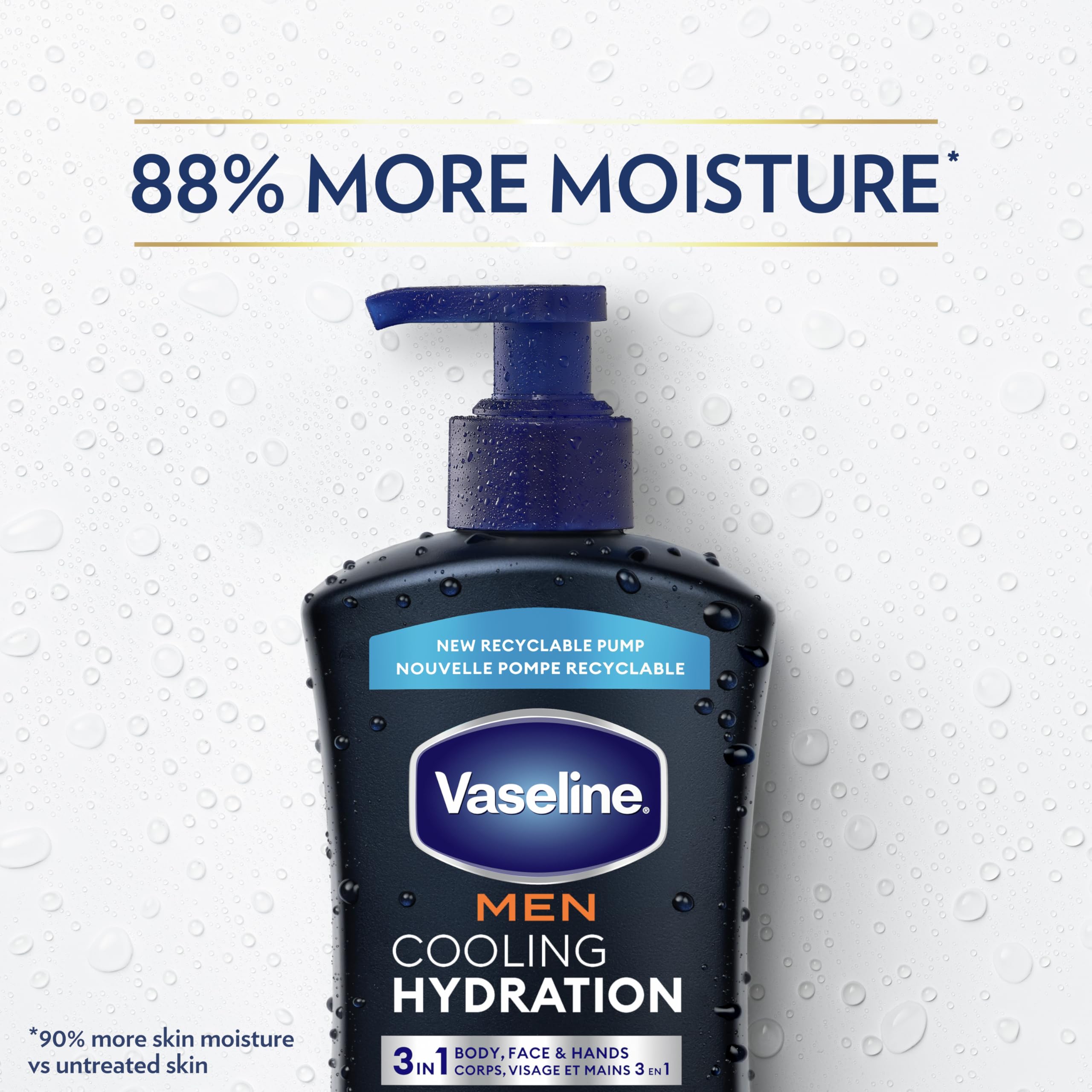 20.3oz Vaseline bottle in hand to show scale and convenient daily use