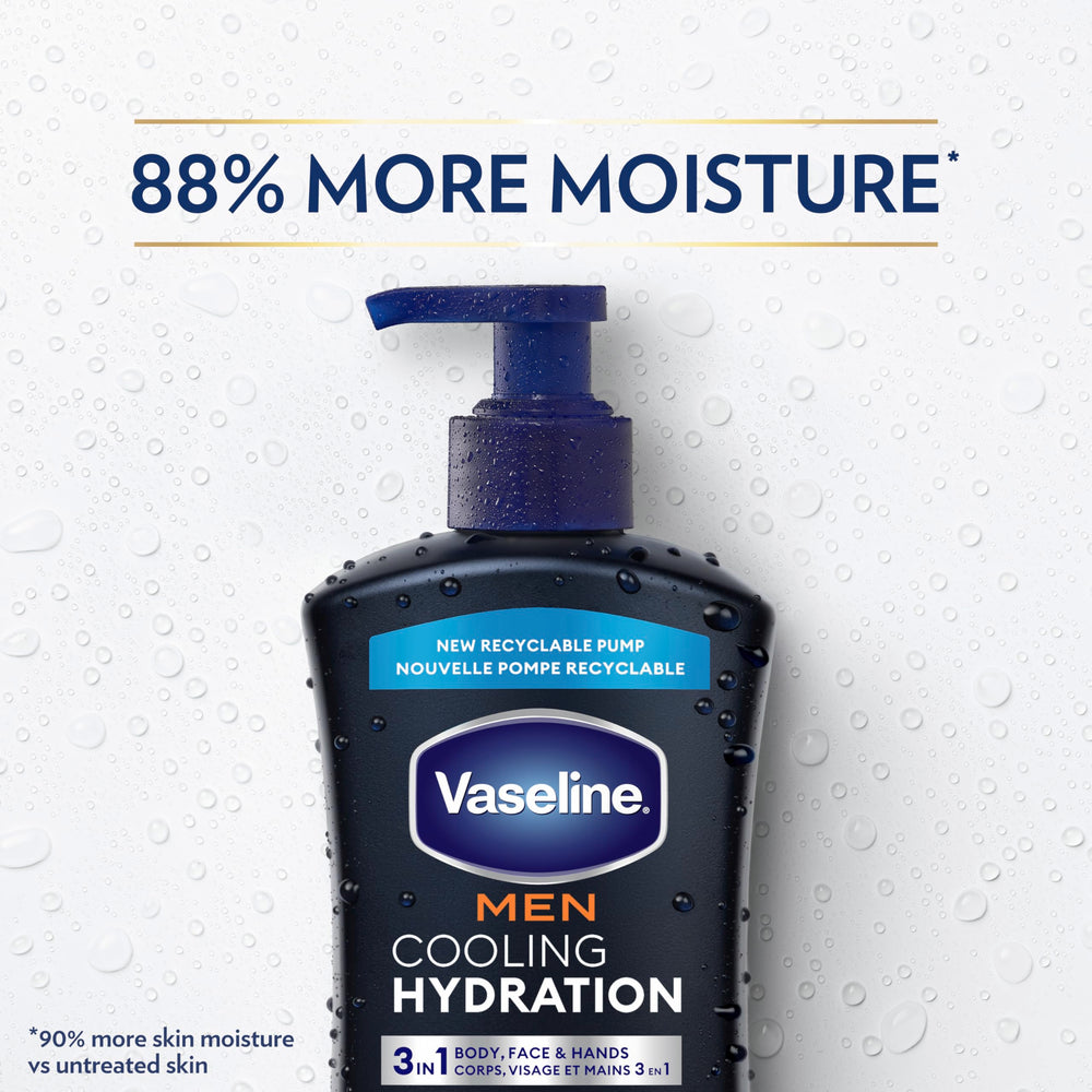 20.3oz Vaseline bottle in hand to show scale and convenient daily use