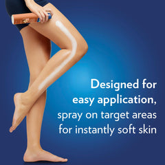 Person spraying Vaseline cocoa radiant onto arm, fast-absorbing moisture benefit
