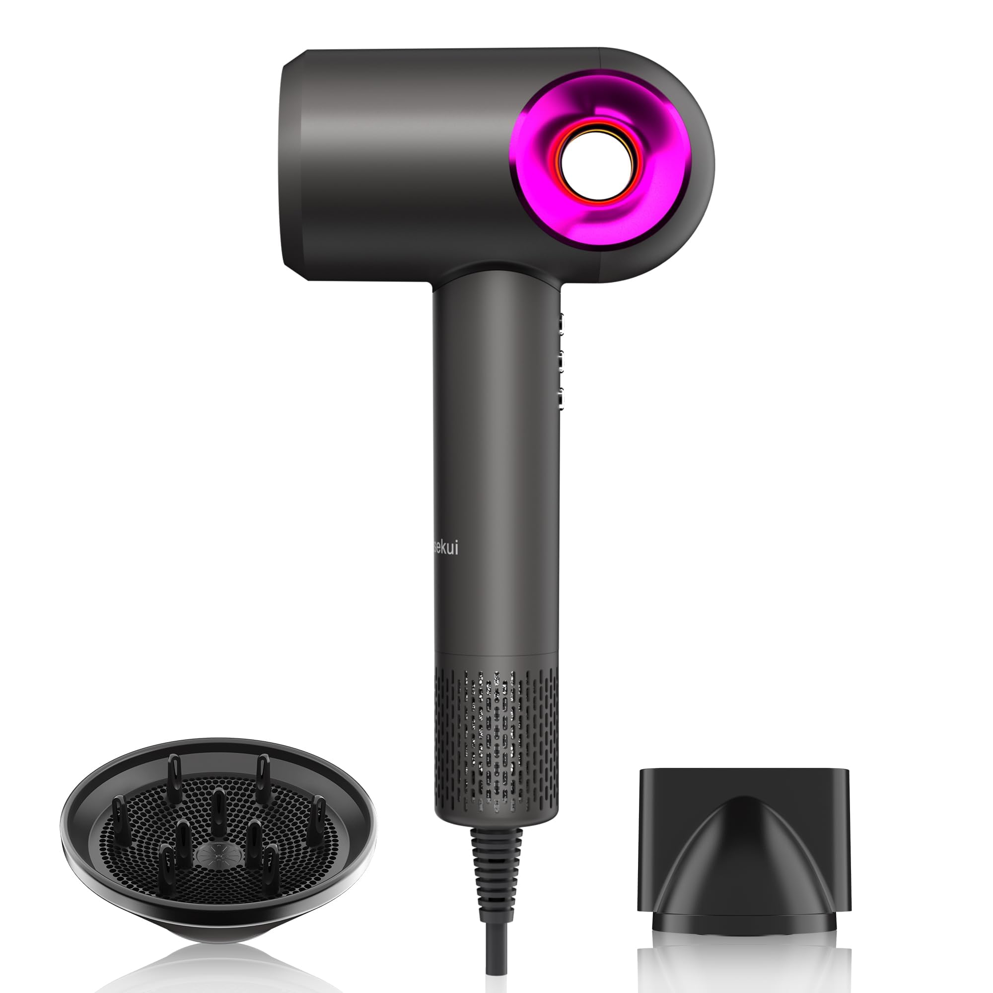 Vatsekui hair dryer front view showing compact professional design and fast drying