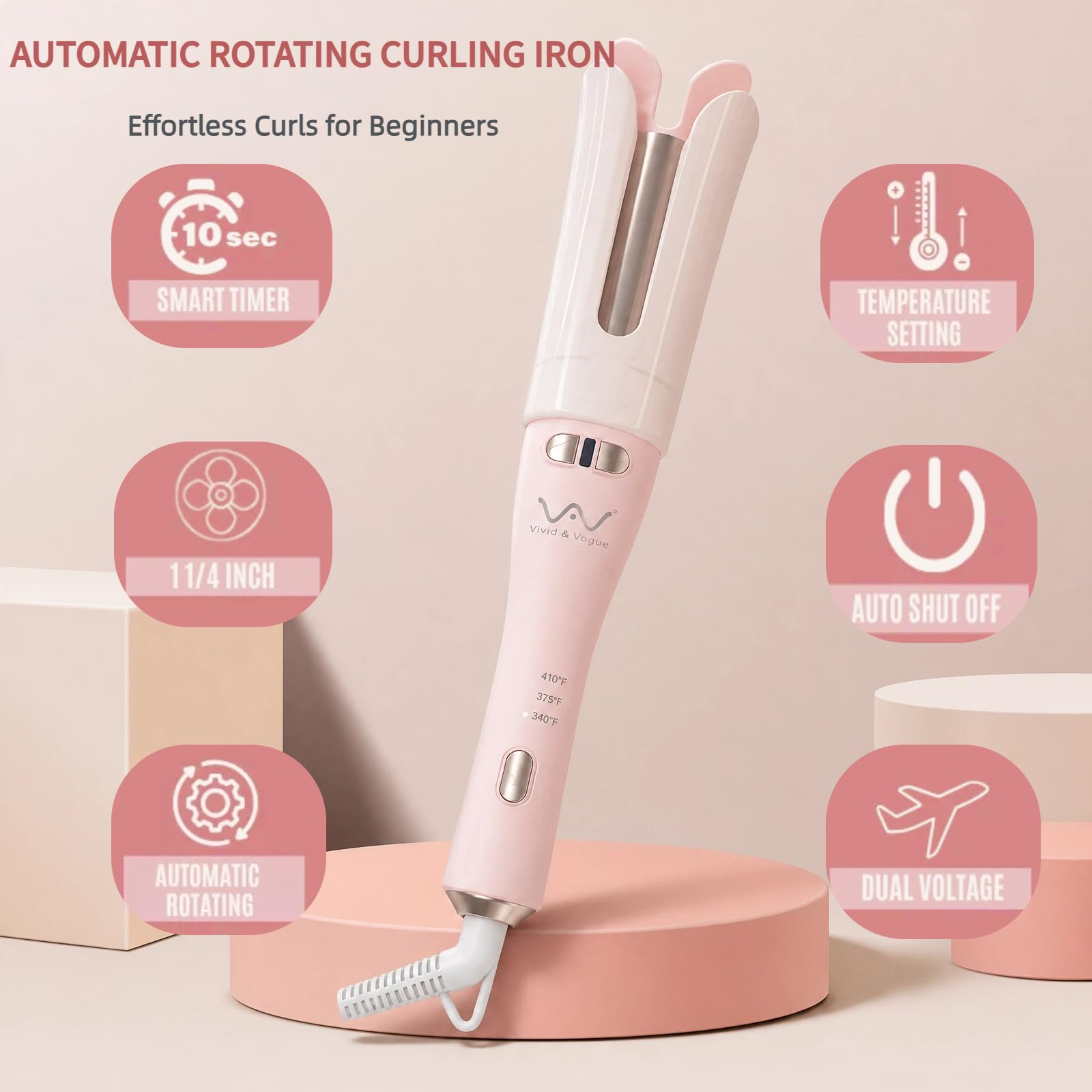 VAV temperature controls detail showing three heat settings for hair types