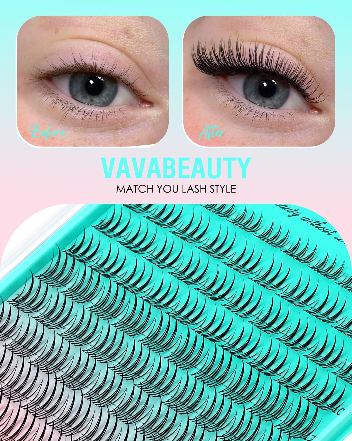 VAVABEAUTY close-up of lash cluster texture highlighting soft fiber quality benefit