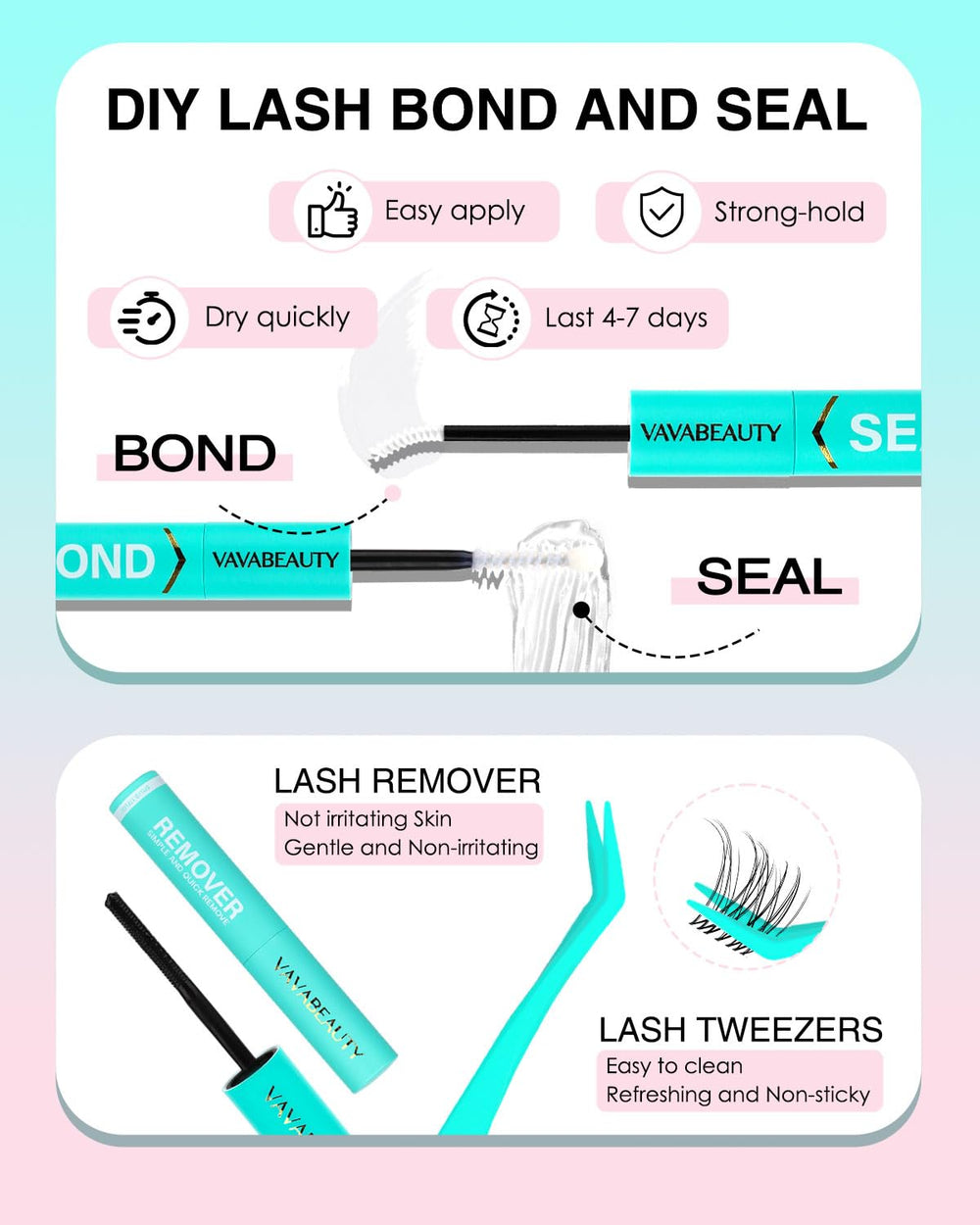 VAVABEAUTY IVY tweezers applying cluster for precise, salon-style placement