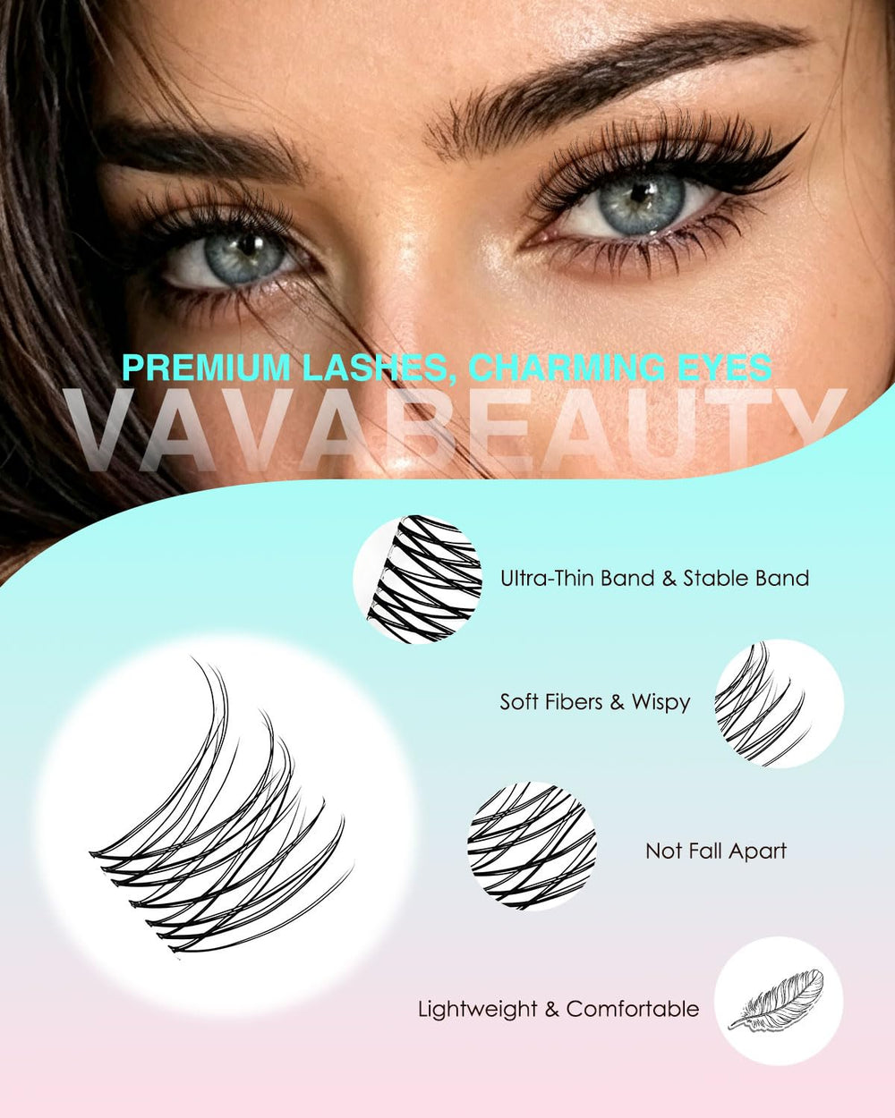 VAVABEAUTY IVY close-up of wispy cluster texture for natural-looking depth