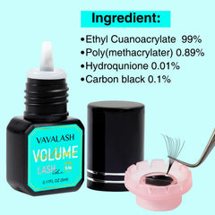 VAVALASH black adhesive drop demonstrating smooth texture and quick tack benefit