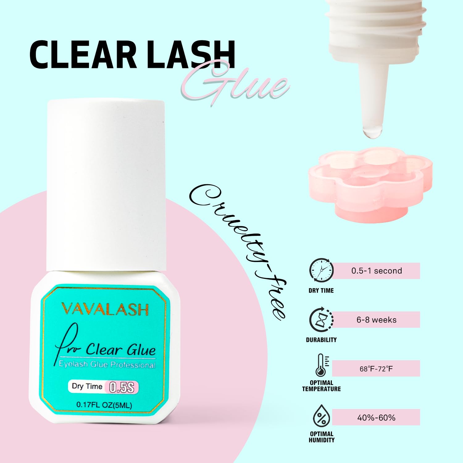 VAVALASH glue drop on ring showing viscous consistency for controlled use
