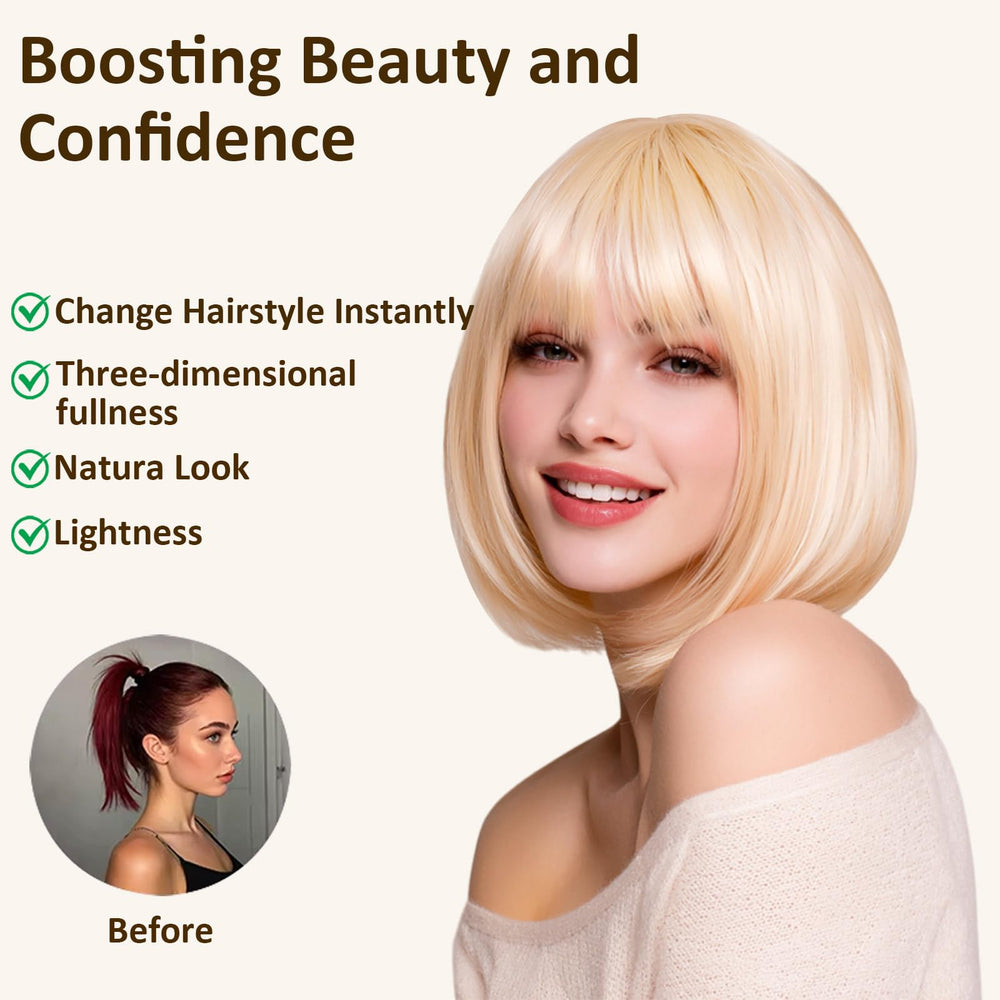 VCAY wig beside ruler to show 12-inch length and off-shoulder fit