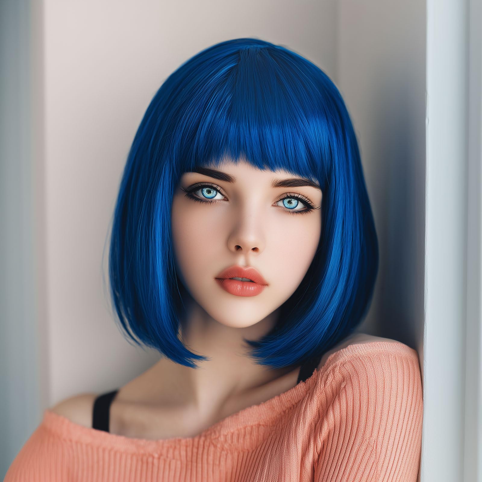 VCAY comparison showing 12-inch blue bob length off the shoulder for scale