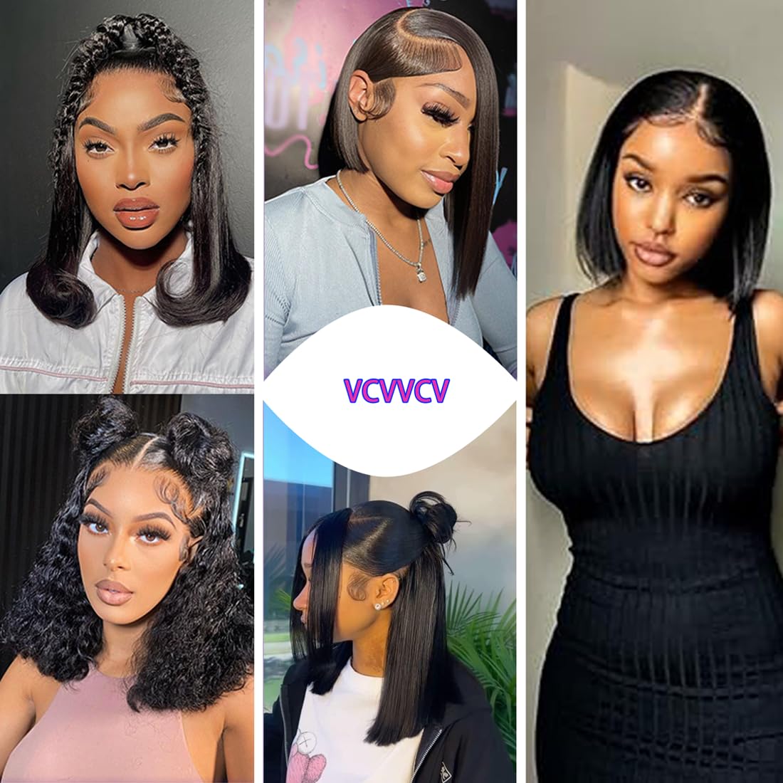 VCVVCV texture detail of straight 10A Brazilian hair for styling durability