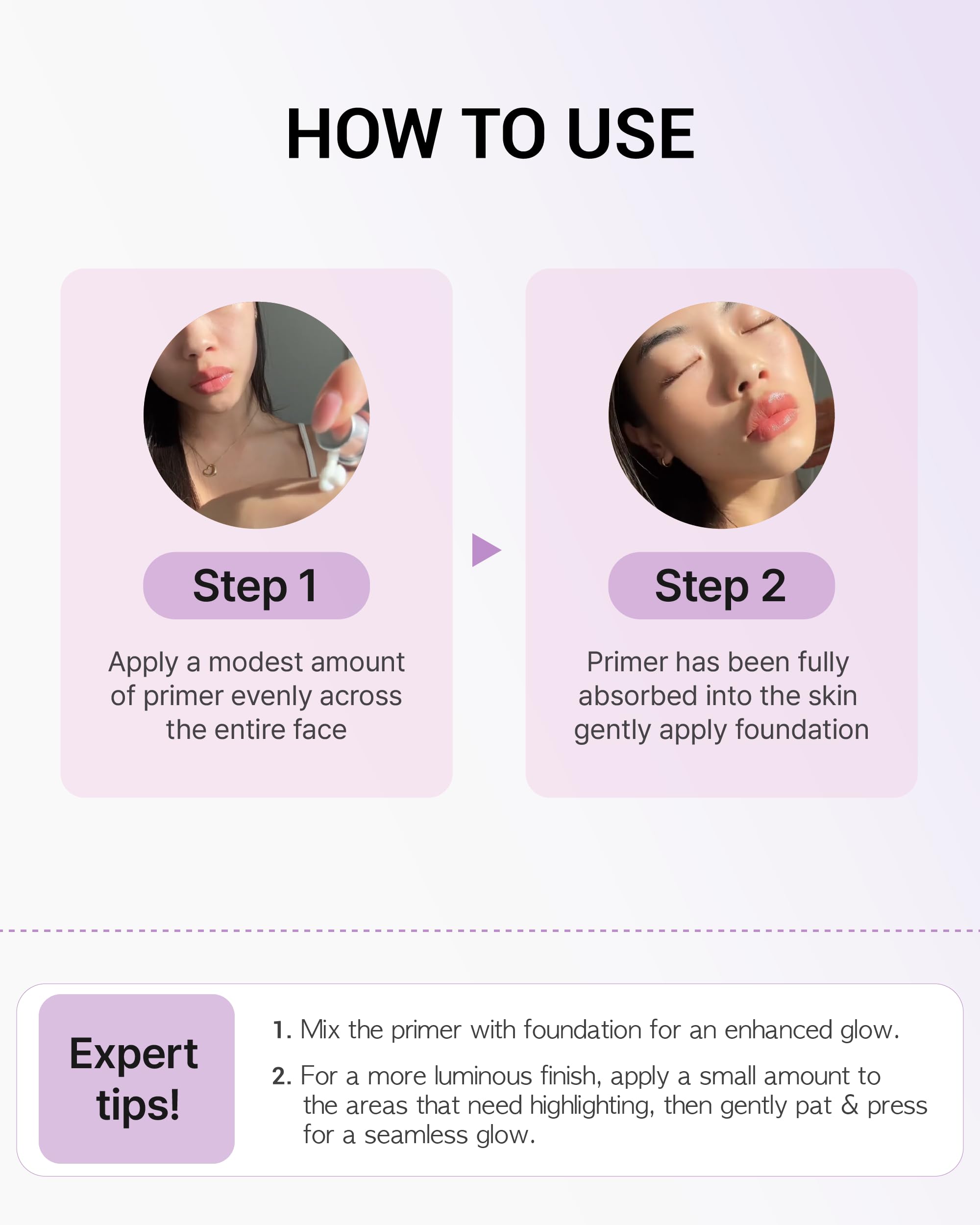VDL Lumilayer primer blended with foundation to demonstrate customizable radiance