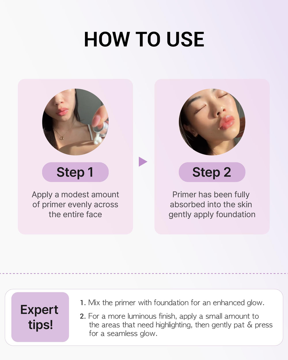 VDL Lumilayer primer blended with foundation to demonstrate customizable radiance
