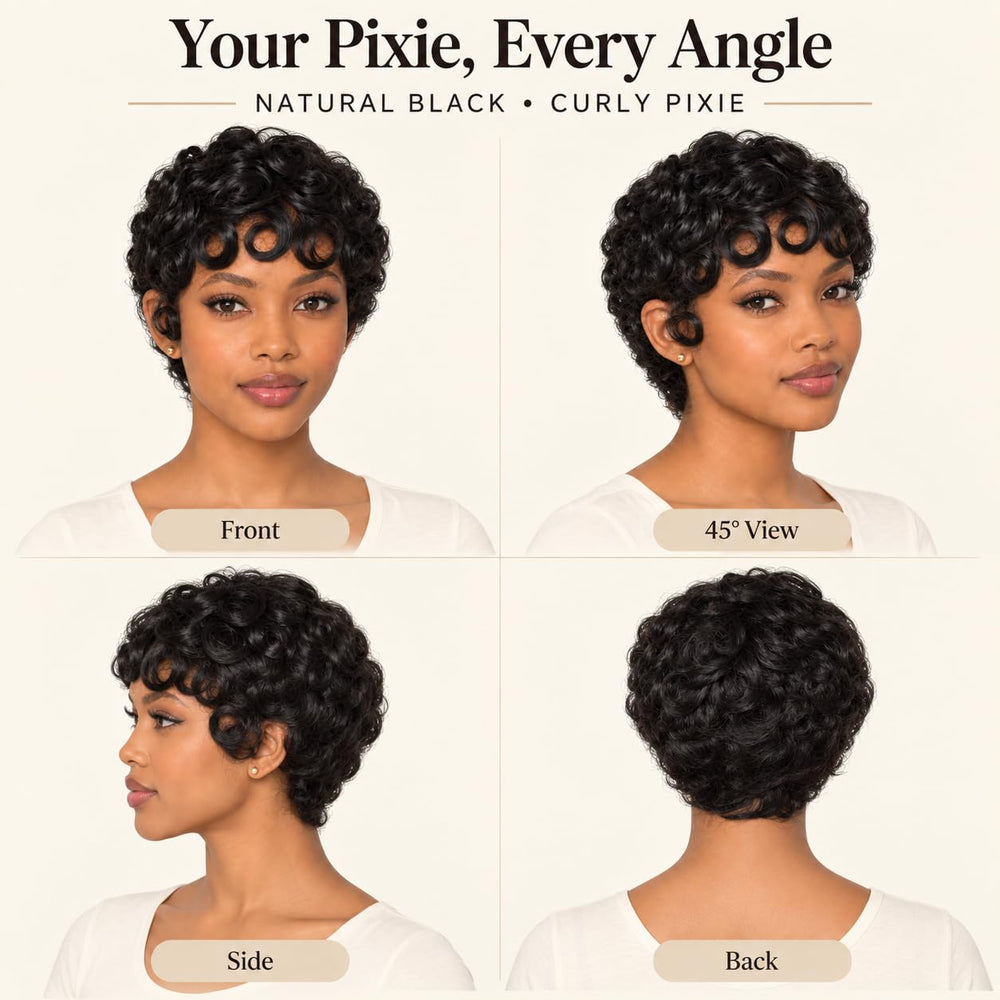 Vectronn pixie wig with styling tools showing ability to heat-style safely