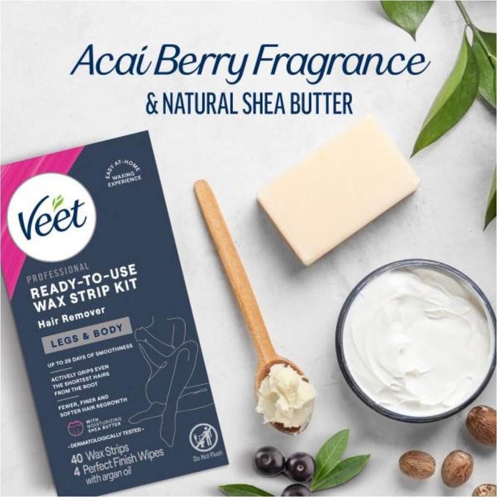 Veet applying a wax strip to skin showing effective adhesion and comfort
