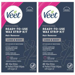 Veet front packaging showing legs and body strips for easy at-home use