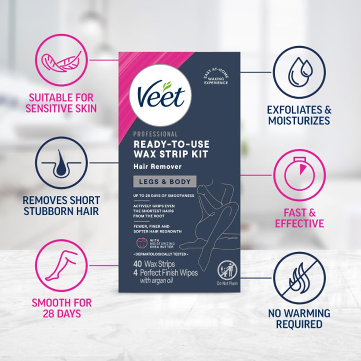Veet warming strips between hands for easy use benefit