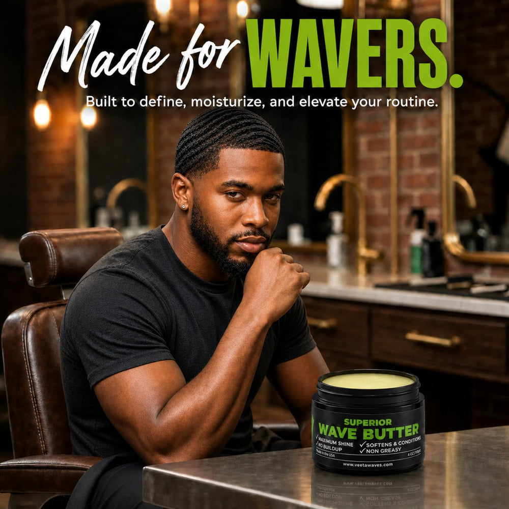 Veeta applied to hair by man demonstrating improved wave definition