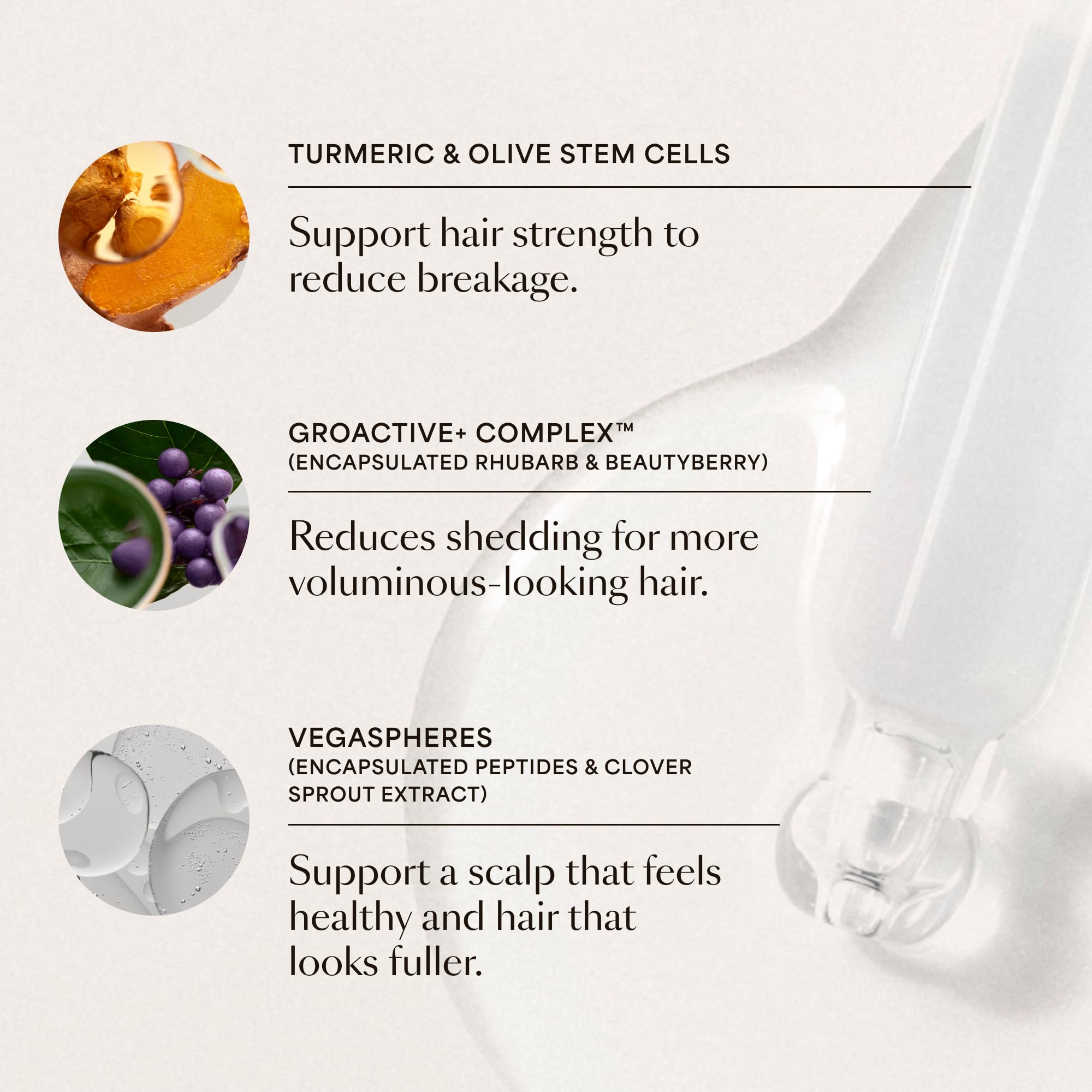 VEGAMOUR ingredients label view showing GROActive+ Complex benefit