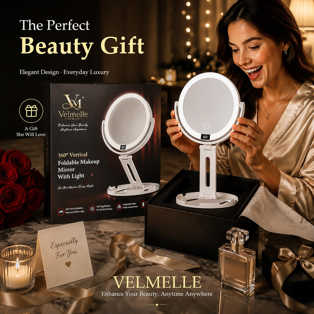 Velmelle on bedroom vanity in lifestyle scene for stylish organization benefit