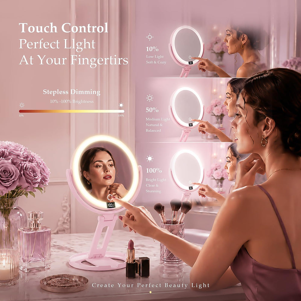 Velmelle touch control close-up displaying easy brightness and color changes